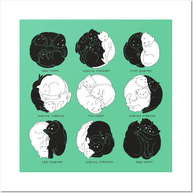 Feline Lunar Cycle Wall Art by kellabell9